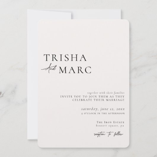 Modern Textured Cream Wedding Invitation Kaart (Voorkant)