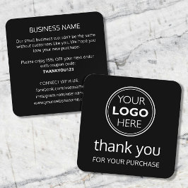 Modern Thank You Logo Small Business Black White Vierkante Visitekaartje