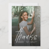 Modern Thanks Script Simple Photo Graduation  Bedankkaart (Voorkant)
