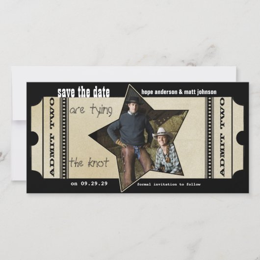  modern theaterkaartje opslaan Datum Save The Date (Voorkant)