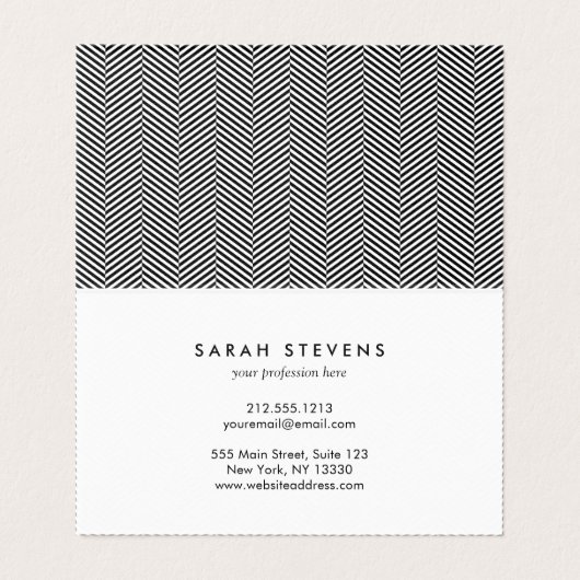 Modern Thin Black White Chevron Stripes Pattern Visitekaartjes (Binnenkant ongevouwen)