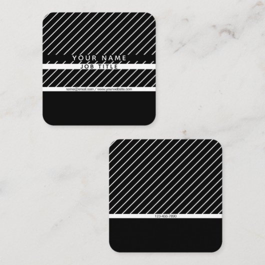 Modern Thin Striped Minimalistisch Vierkante Visitekaartje (Voorkant / Achterkant)