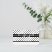 Modern Thin Striped Minimalistisch Wit & Zwart Visitekaartje (Staand voorkant)