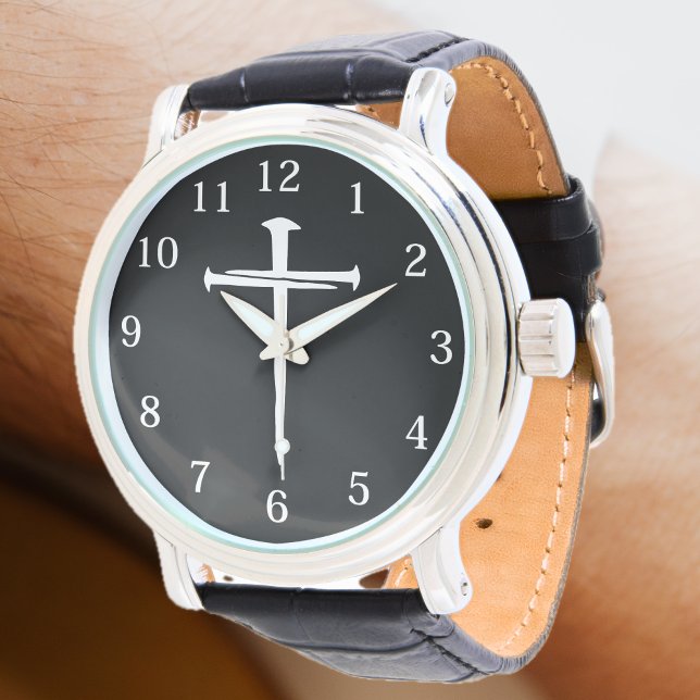 Modern Three Nails White Cross Horloge (Modern Three Nails White Cross Watch)