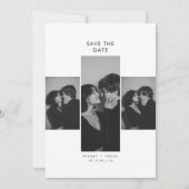 Modern Three Photo Black and White Wedding Save The Date (Voorkant)