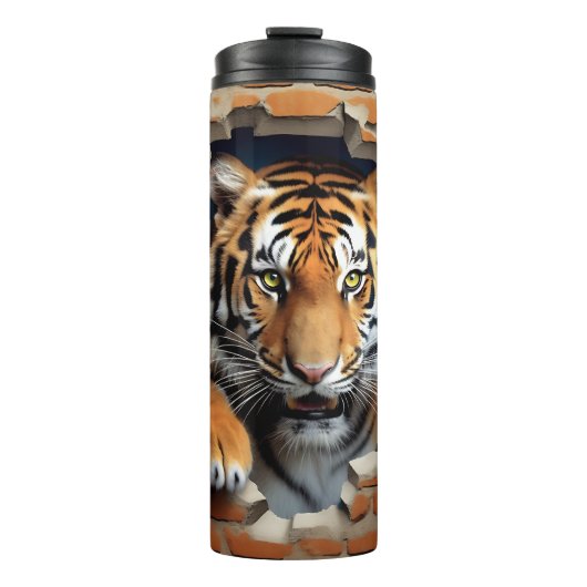 Modern Tiger 3D Animal Brown Thermosbeker (Voorkant)