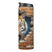 Modern Tiger 3D Animal Brown Thermosbeker (Geroteerd rechts)
