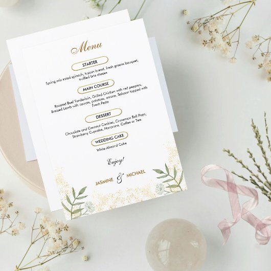 Modern tijdloos Elegant Goud Eenvoudig Sage Groen Menu
