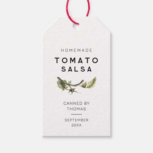 Modern Tomato Salsa label met tomatenblad Cadeaulabel (Voorkant)