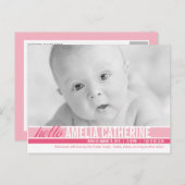 Modern Tones Geboorteaankondiging - Roze Aankondigingskaart (Voorkant / Achterkant)