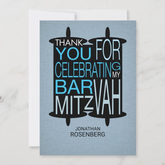 Modern Torah Dank je grijs en blauw Bedankkaart (Voorkant)