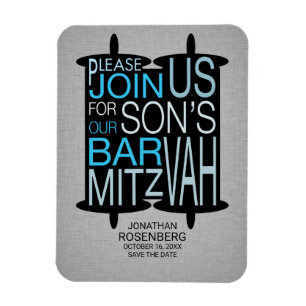 Modern Torah Grey Bar Mitzvah Save the Date Magneet