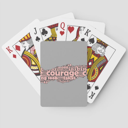 Modern Torn Gray & Roze Courage Typografie Pokerkaarten (Achterkant)