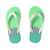 Modern Torn Stripes Green gelaagde Kinder Teenslippers (Voetbed)