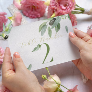 Modern Toscane olijfbladeren tak-tafel nummer Bedankkaart