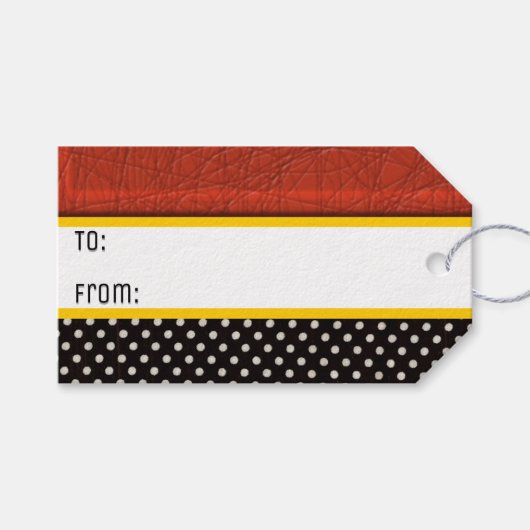 Modern tot-van in rood, wit, zwart en goud cadeaulabel (Voorkant (Horizontaal))