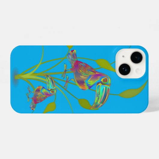 Modern Toucan Art with Plants Turquoise Phone Case iPhone Hoesje (Achterkant horizontaal)