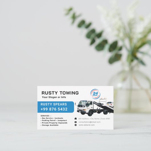Modern Towing Service | wit Visitekaartje (Staand voorkant)