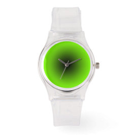 Modern transparant met zwarte en grasgroene wijzer horloge