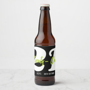 Modern, Trendy 21ste verjaardag Bier Etiket