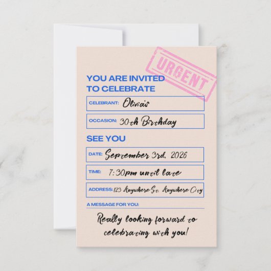 Modern, Trendy, 30th Birthday Invitation (Devant)