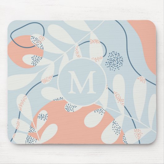 Modern Trendy Abstract Botanical Art Monogram Muismat (Voorkant)