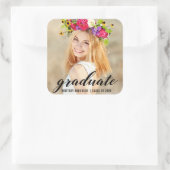 Modern Trendy Afstuderen Foto aankondiging Vierkante Sticker (Tas)