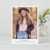Modern Trendy Afstuderen Foto Bedankkaart (Staand voorkant)