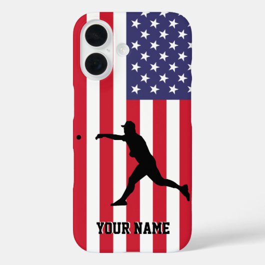 Modern trendy American Flag Baseball gepersonalise Case-Mate iPhone Case (Achterkant)