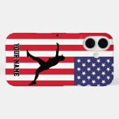 Modern trendy American Flag Baseball gepersonalise Case-Mate iPhone Case (Achterkant (horizontaal))