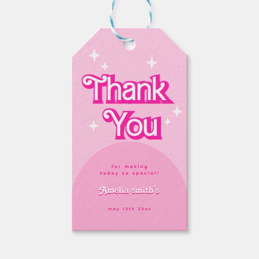 Modern trendy bedankroze Baby shower Cadeaulabel (Voorkant)