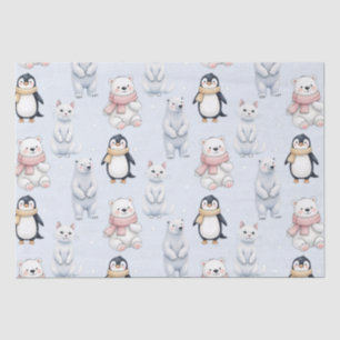 Modern Trendy Beer pinguïn kat Naadloos Patroon Tissuepapier