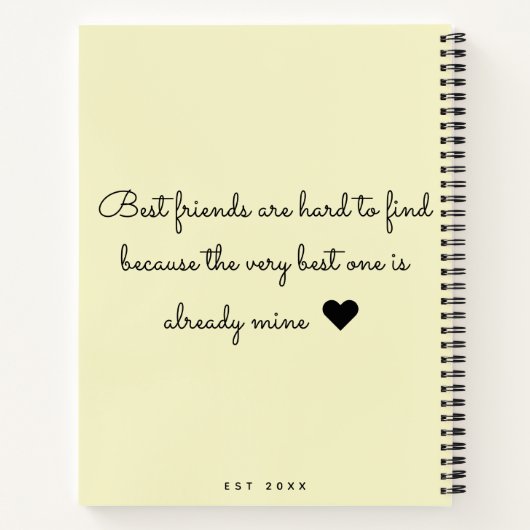Modern Trendy BFF Best Friend Photo Collage Yellow Notitieboek (Achterkant)