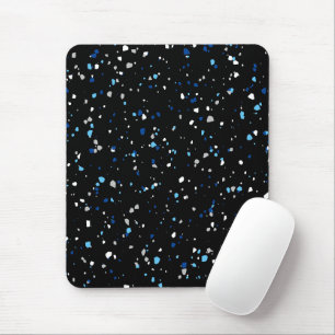 Modern Trendy Black Blue Terrazzo Pattern Muismat