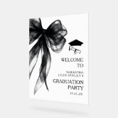 Modern Trendy Black Bow Graduation Party Sign Acryl Bord (Hoek)