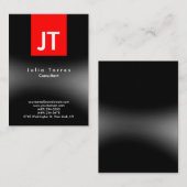 Modern Trendy Black Grey Red Monogram Visitekaartje (Voorkant / Achterkant)