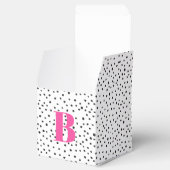 Modern Trendy Black Polka Dot Groot Roze Initiaal Bedankdoosjes (Geopend)