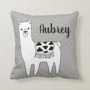 Modern Trendy Black & White Aztec Llama Kussen