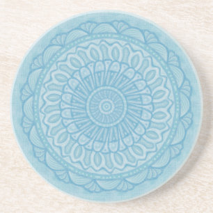 Modern trendy blauw en turquoise boho design zandsteen onderzetter