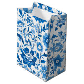 Modern trendy Blauw Wit chinoiserie bloemenfeest Medium Cadeauzakje (Voorkant Gekanteld)