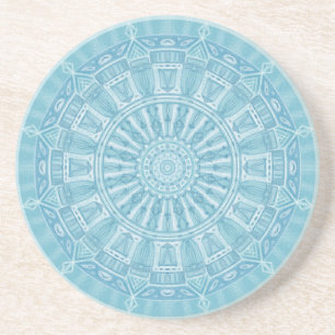 Modern trendy blauw wit en turquoise boho design zandsteen onderzetter
