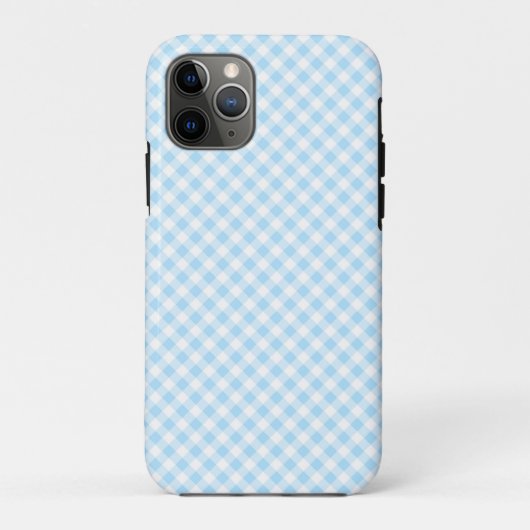 Modern Trendy Blauw & Wit Gingham Checked Case-Mate iPhone Case (Achterkant)