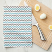 Modern Trendy Blue en Gray Chevron Theedoek (Quarter Fold)