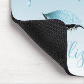 Modern Trendy Blue Glitter Lashes Stijlvol script Muismat (Hoek)