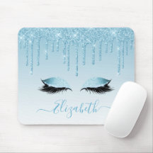 Modern Trendy Blue Glitter Lashes Stijlvol script