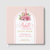 Modern trendy blush and gold petals prosecco gastenboek (Voorkant)