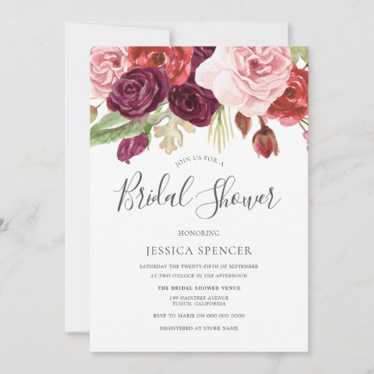 Modern Trendy Blush Floral Vrijgezellenfeest Invit Kaart (Voorkant)