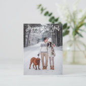 Modern Trendy Brush Script Happy Nieuwjaar Briefkaart (Staand voorkant)