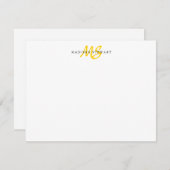 Modern Trendy Brush Script Lemon Yellow Monogram Notitiekaartje (Voorkant / Achterkant)