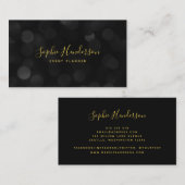 Modern Trendy Calligraphy Dark Bokeh Lights Visitekaartje (Voorkant / Achterkant)